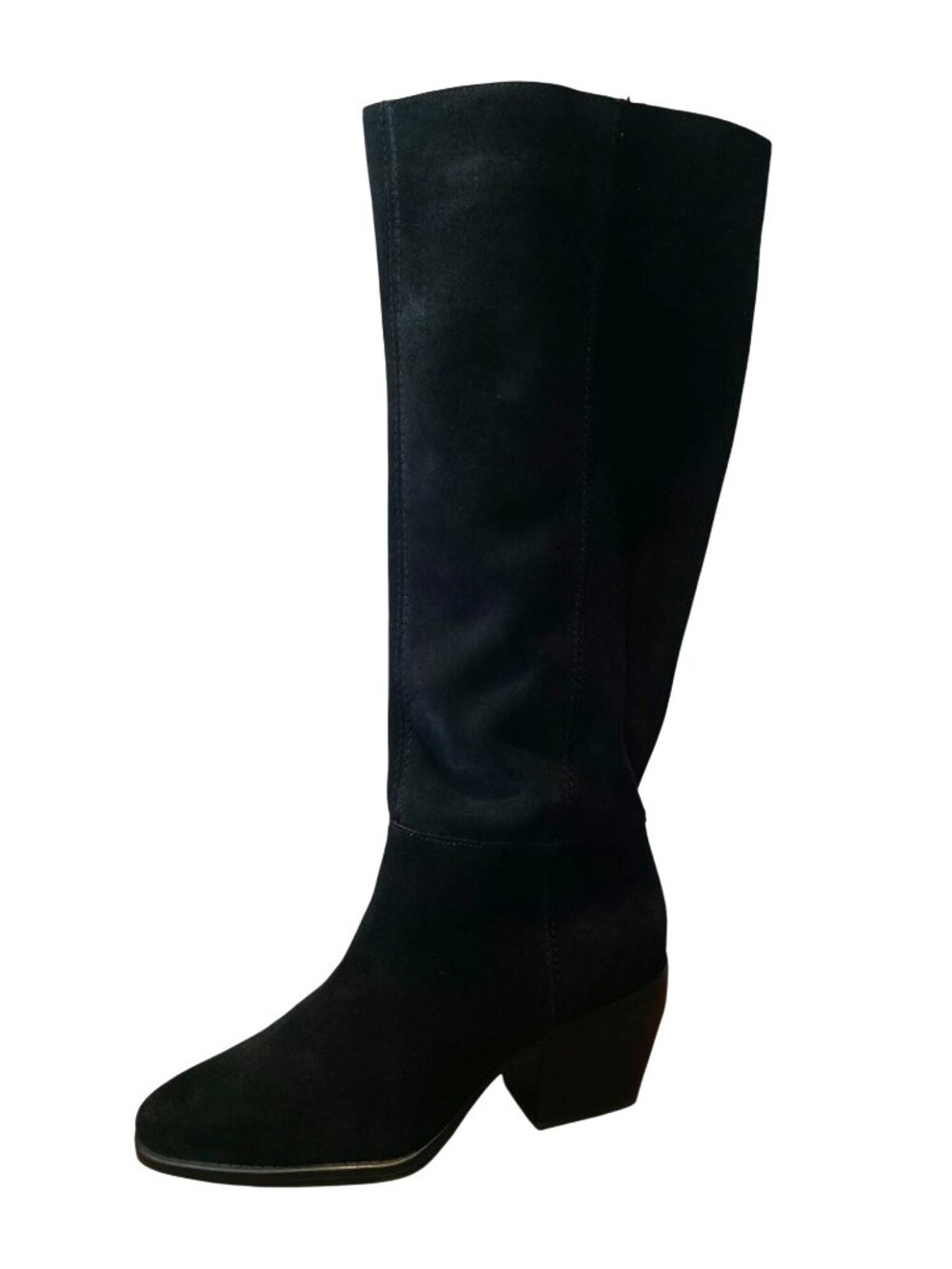 Naturalizer FAE Black Suede Wide Calf Pointed Toe Knee High Western Boots Sz 9M